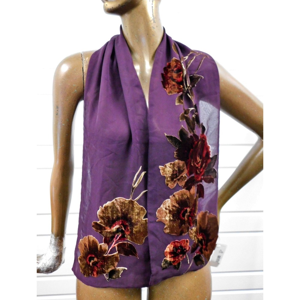 New Echo Scarf Women's Purple Floral Velvet NWTโ